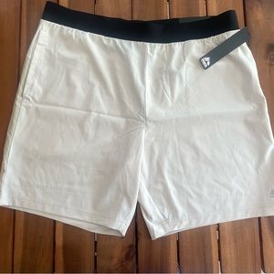 RBX Active 7” Mens Stretch Diagonal Mesh Stripe Woven Shorts, Stone, NWT, L